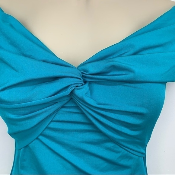 TRINA Turk Turquoise Twisted Bodice One Piece Swimsuit NWT Size 6 - Picture 5 of 10